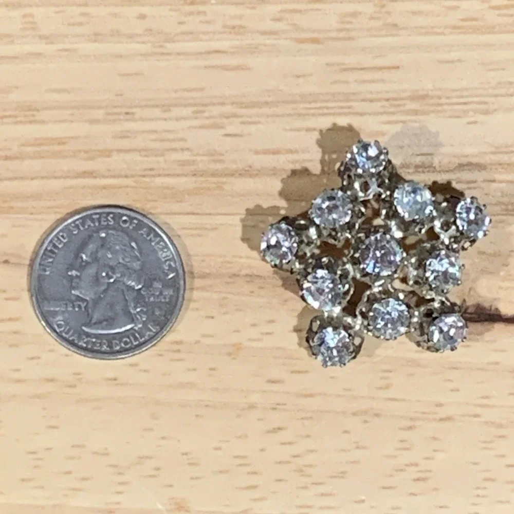 Austria Brooch Women OS Vintage Rhinestone Star Silver Tone Celestial MCM Pin